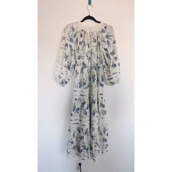 THE GREAT. The Hideaway lace-trimmed floral-print cotton midi dress XS - Picture 9 of 12